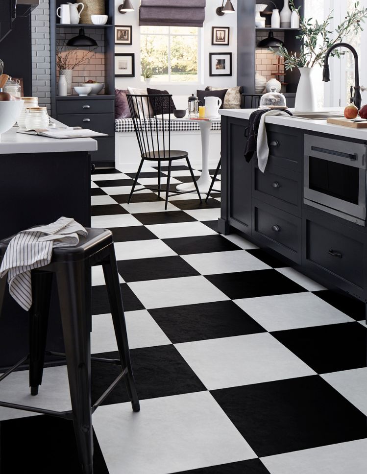 checkered LVT Floors in a stylish kitchen in South Carolina