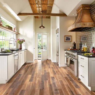 wood look laminate floors in a rustic South Carolina kitchen